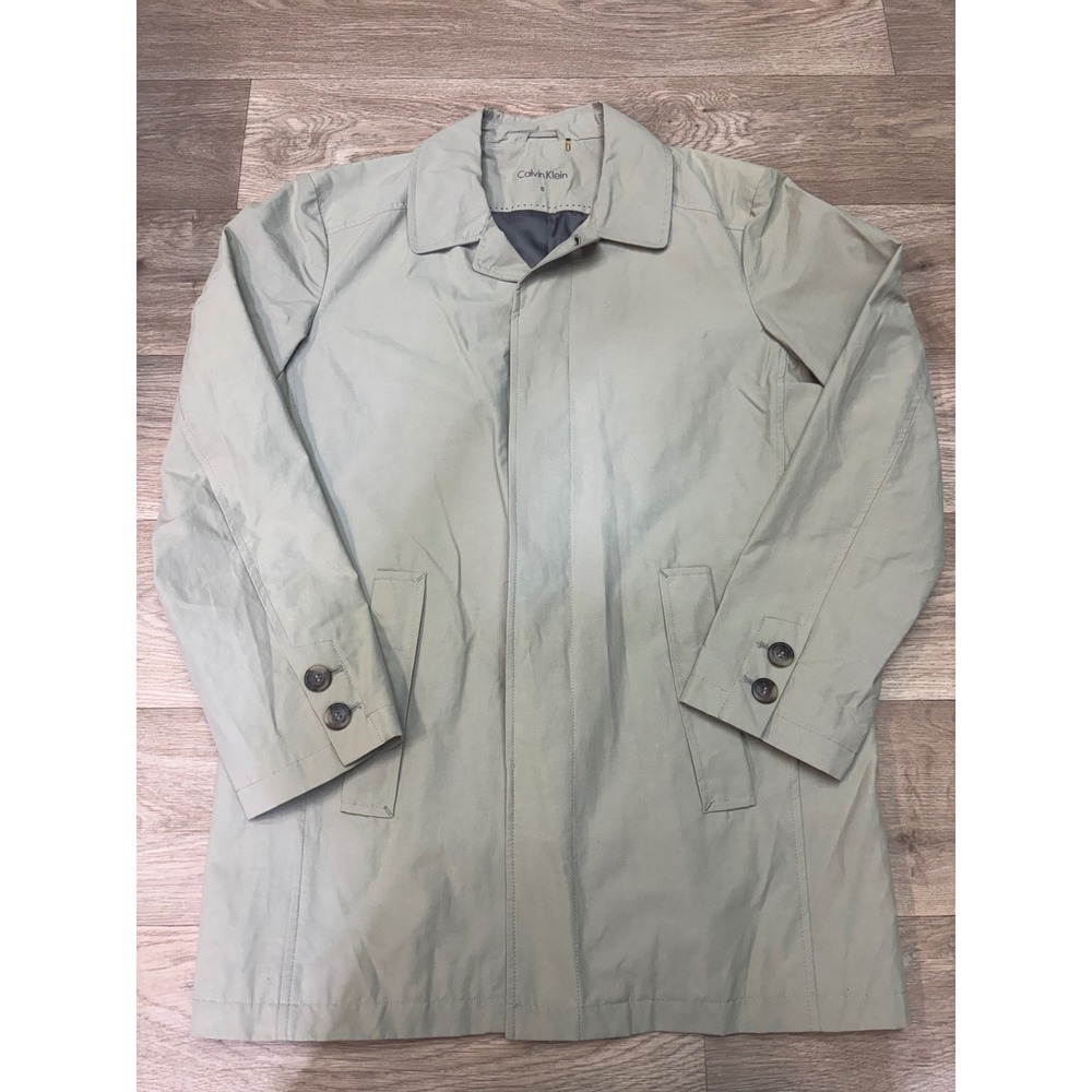 Calvin Klein Mens Light Grey Cotton Nylon Blend Car Coat Jacket Size S Small